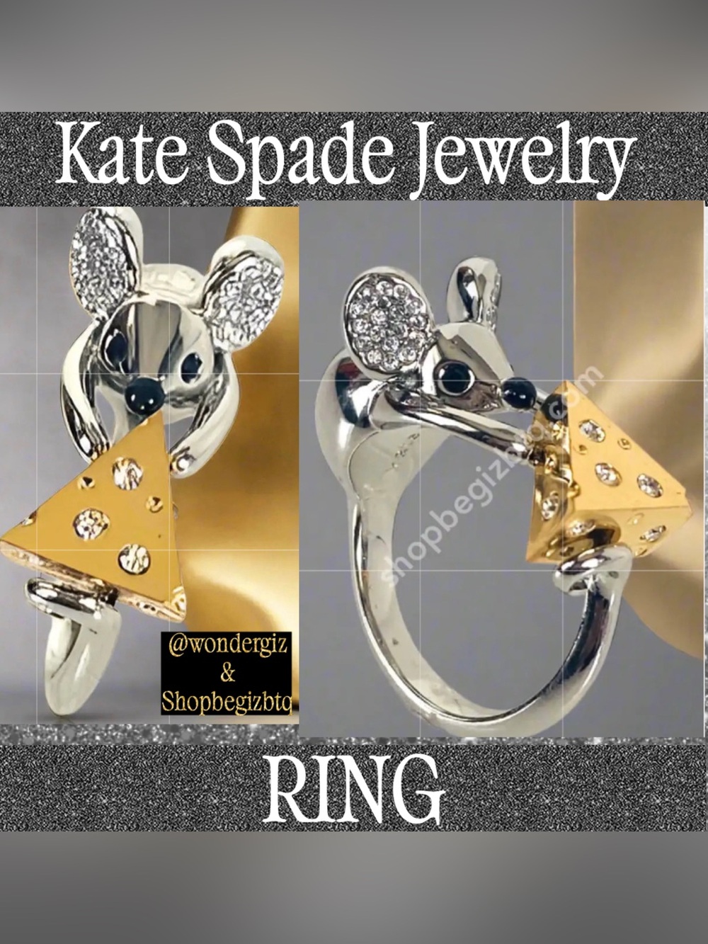 KATE SPADE Authentic Year Of The Rat Mouse And Cheese Ring Size 7